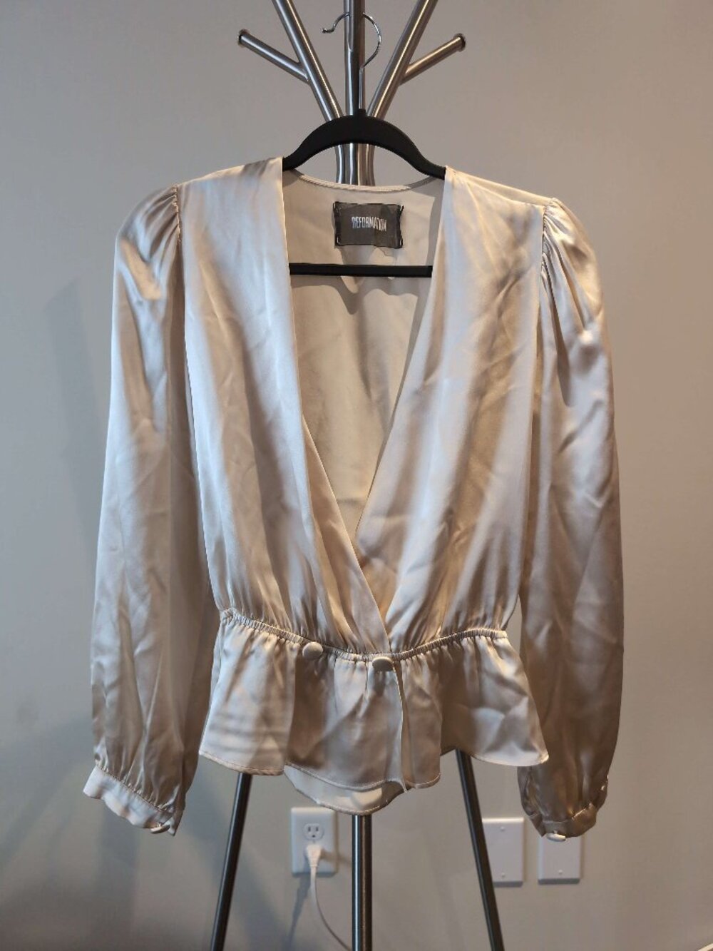 Reformation 100% Silk Cream Women's Blouse Made in USA